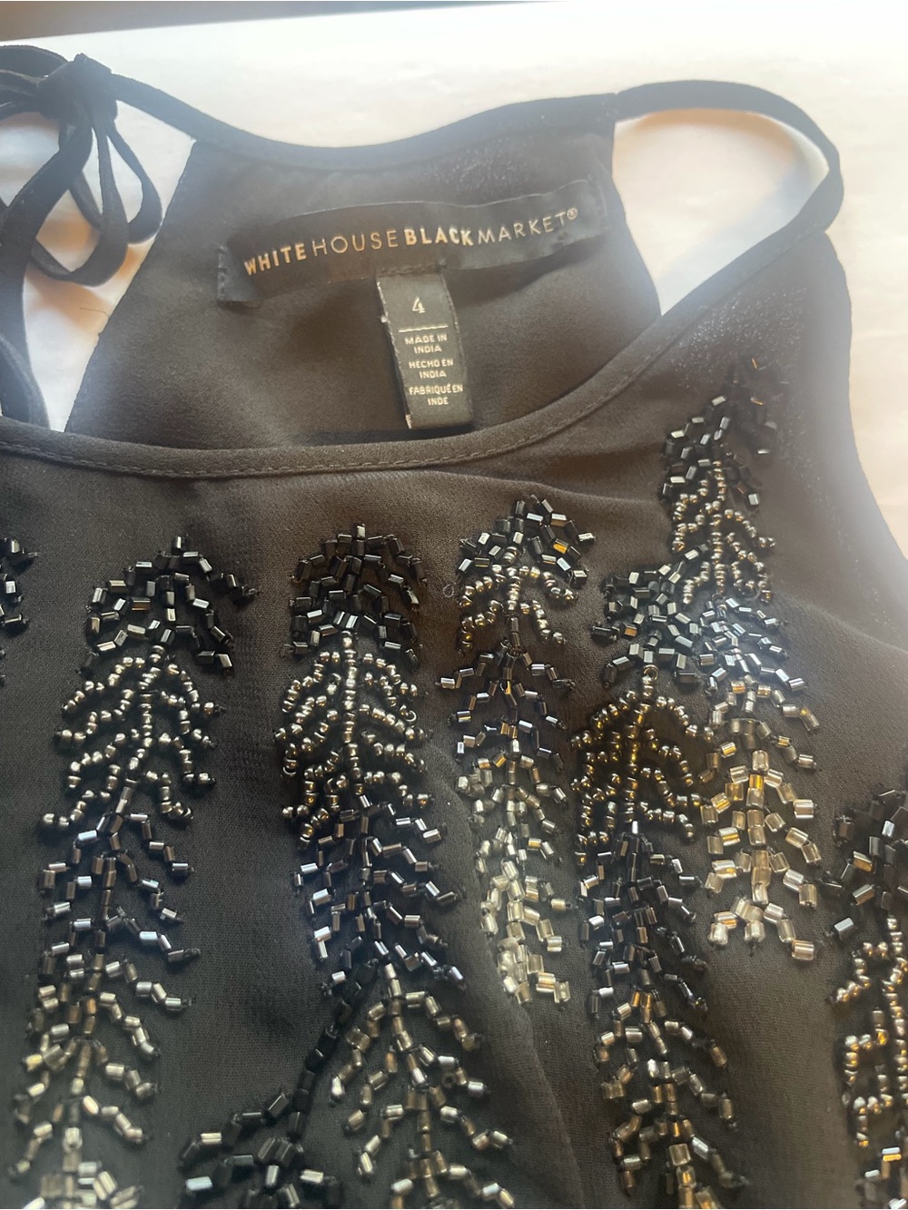 White House Black Market Black Beaded Halter Camisole - Picture 8 of 9
